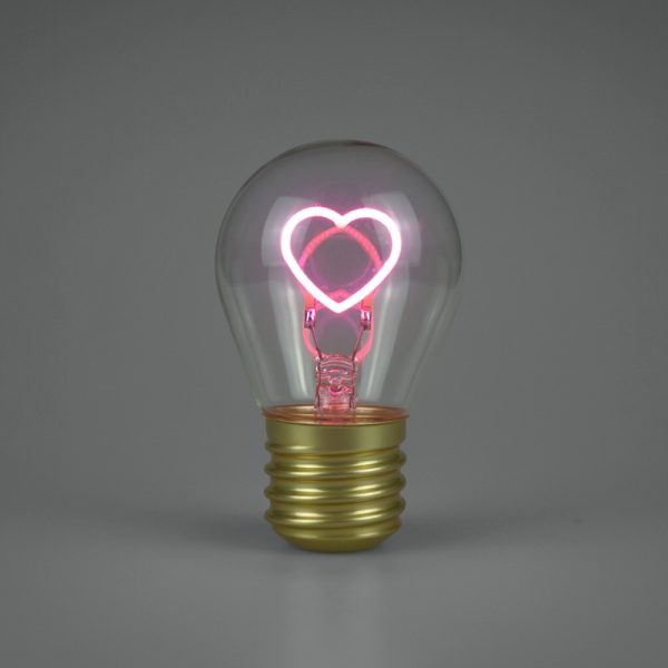 Pink Heart LED Light Bulb